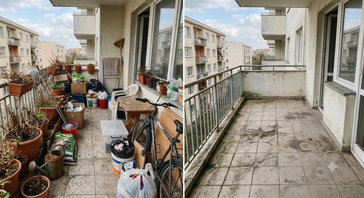 Balkonräumung Linz – Balkon vorher und nachher