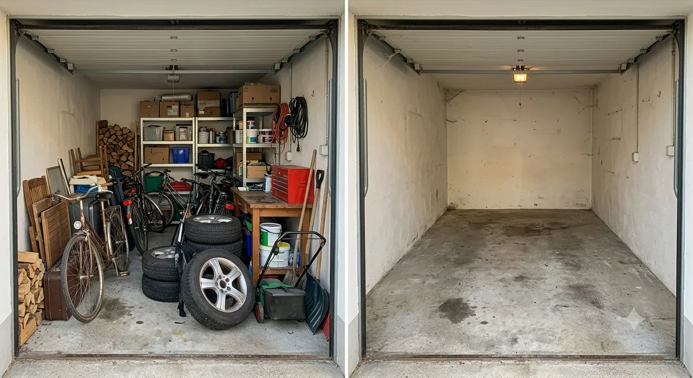 Garagenentrümpelung Linz – Garage vorher und nachher