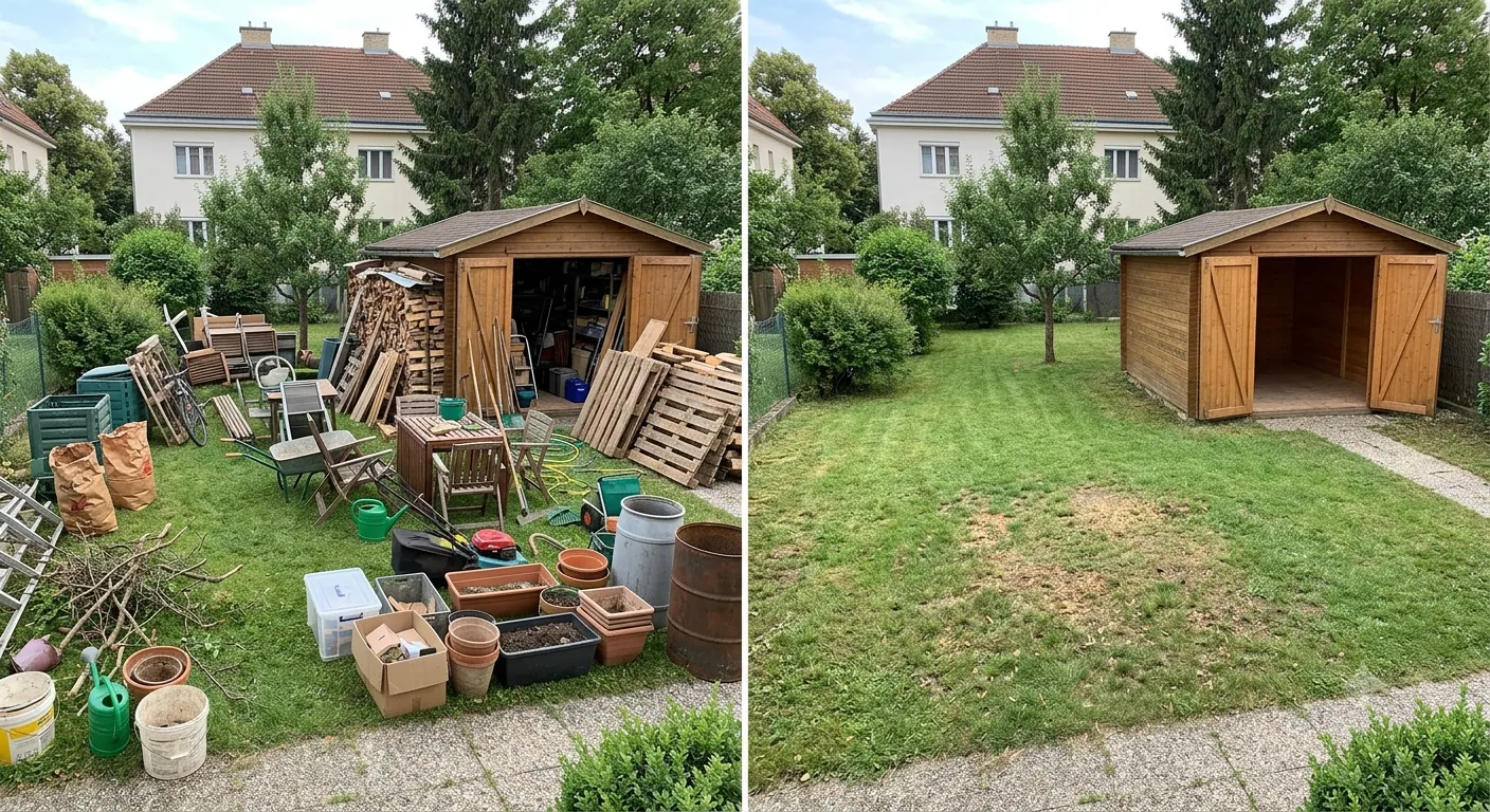 Gartenhaus-Entrümpelung Linz – vorher und nachher