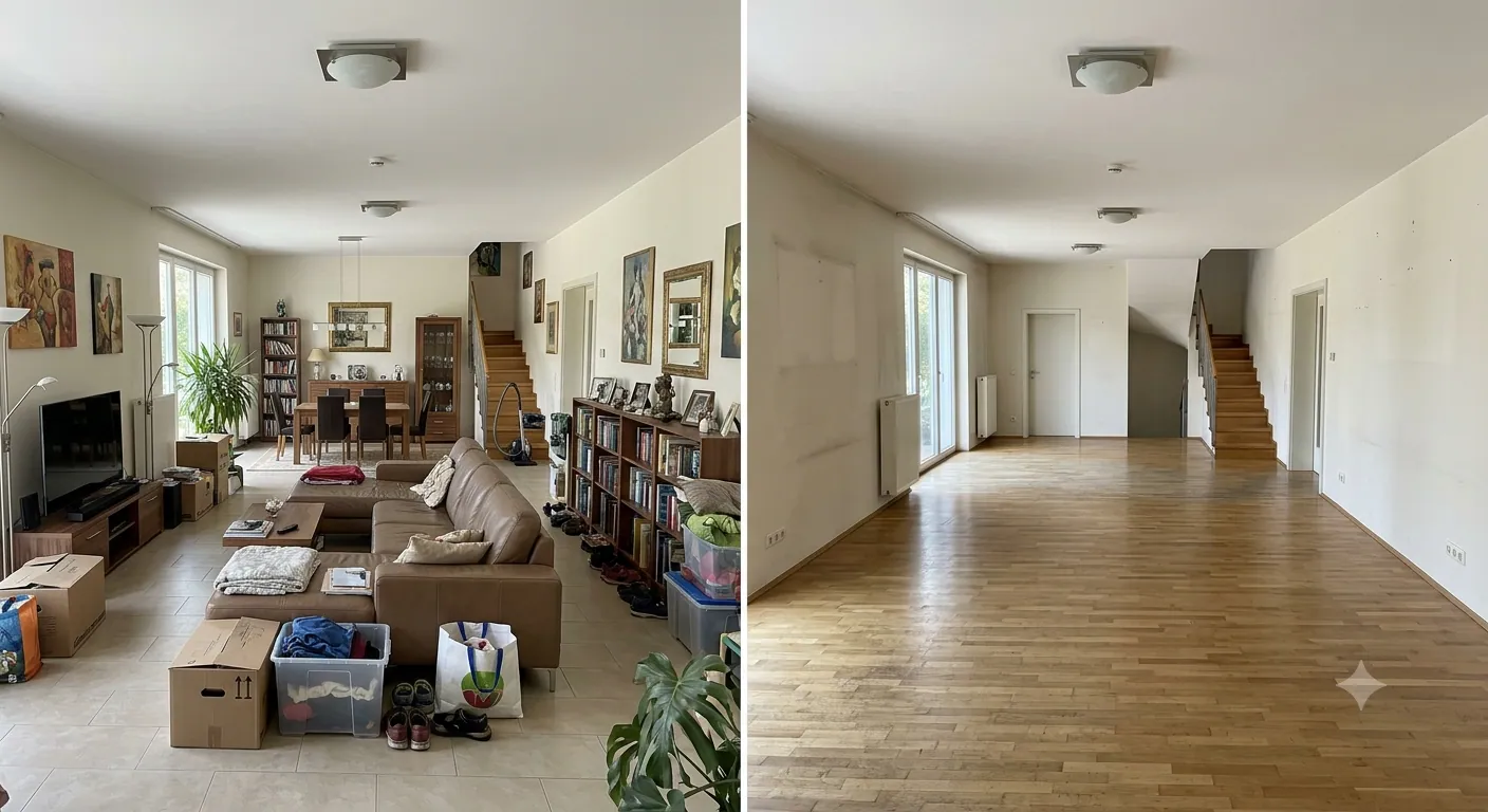 Hausentrümpelung Linz – Wohnzimmer vorher und nachher